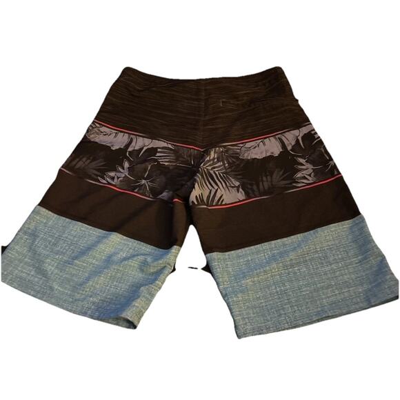 Burnside Men's Swim Trunks Blue Gray Board Shorts Back Zip Hawaiian Size 30 - Picture 4 of 6